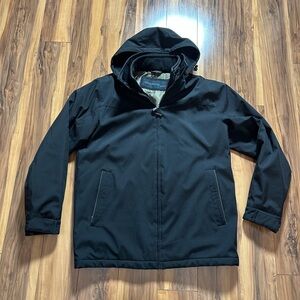 Men's Weatherproof Lined Black Hooded Jacket, Size Medium
